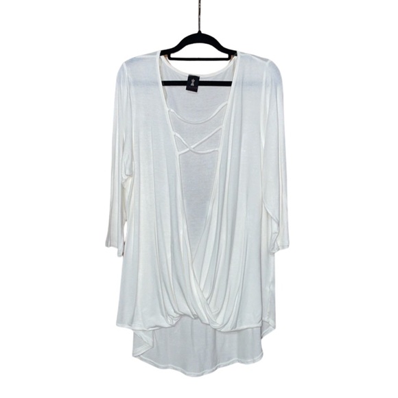 Lilian Tops - Lilian Hi-Lo Blouse - White - Size 3X